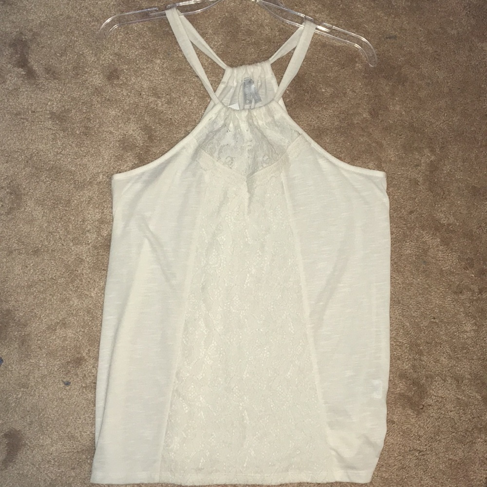 White high neck tank top
